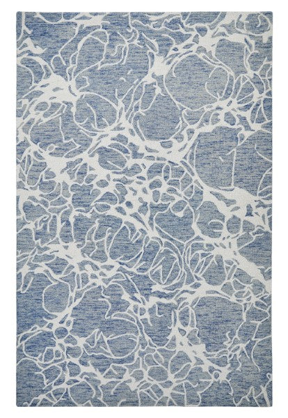 Melrose Interiors rug from The Hampton Collection in blue and white abstract pattern