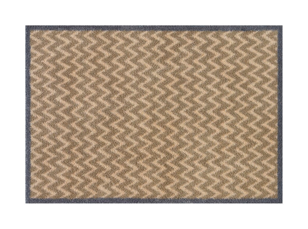 Turtle Mats Cotswold Weave Door Mat with beige zigzag pattern and dark border for durable floor protection