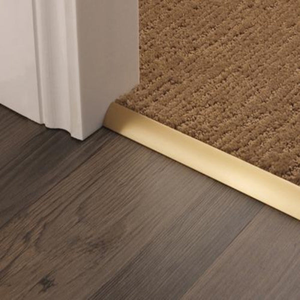 Stairrods Premier Trims Single 4 9 or 13mm gold metal trim bridging carpet and wooden floor