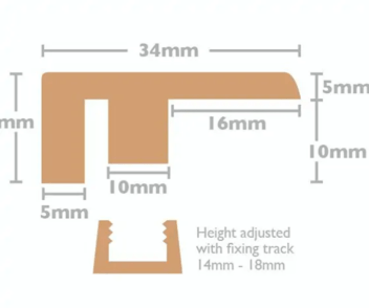 Bespoke Wood Flooring Accessories profile drawing with dimensions for precise fitting and installation