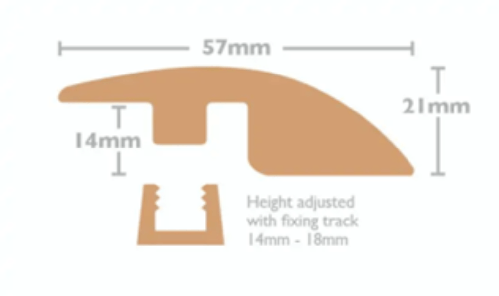 Bespoke Wood Flooring Accessories profile diagram with dimensions for installation guidelines