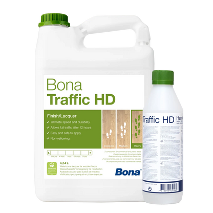 Bona Traffic HD Wood Floor Finish in 4.54L and 1L sizes for ultimate durability and easy application