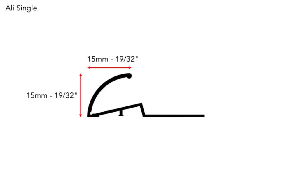 Stairrods New Ali Single Metal Profile in Black, 15mm height, ideal for flooring transitions