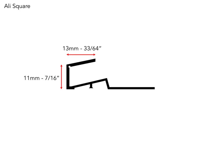 Stairrods New Ali Square metal profile in black with dimensions 11mm and 13mm for flooring transitions