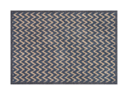 Turtle Mats Cotswold Weave Door Mat with blue and beige zigzag pattern for indoor or outdoor use