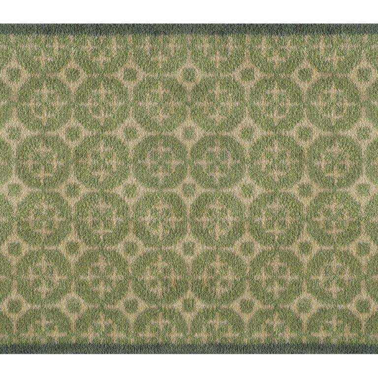 Turtle Mats Parterre Design Door Mat with green and beige geometric pattern and dark border