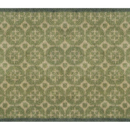 Turtle Mats Parterre Design Door Mat with green and beige geometric pattern and dark border