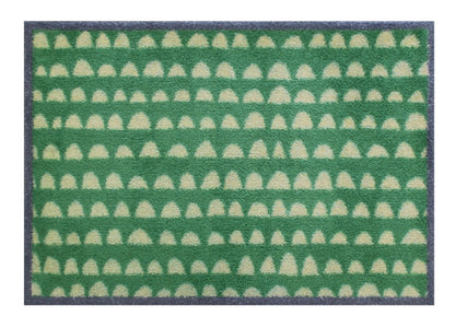 Turtle Mats Priya Door Mat in green with white semicircle pattern and dark border for doorway use