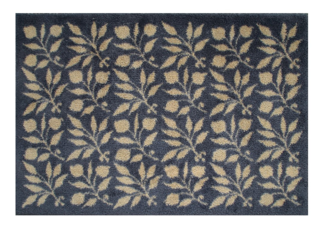 Turtle Mats - ROSEHIP Design floor mat with beige leaf and rosehip pattern on dark background