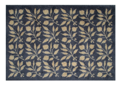 Turtle Mats - ROSEHIP Design floor mat with beige leaf and rosehip pattern on dark background