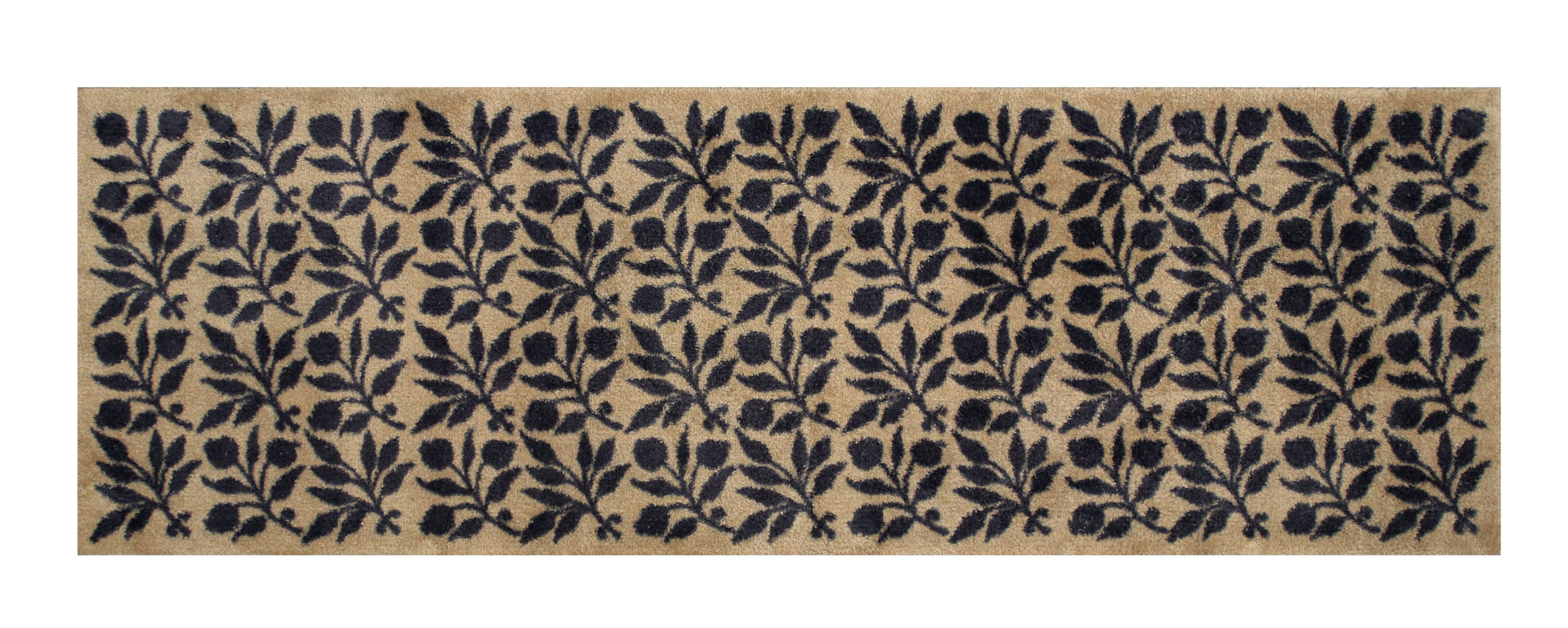 Turtle Mats - ROSEHIP Design floor mat with black leafy pattern on natural brown background