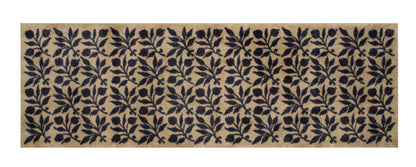 Turtle Mats - ROSEHIP Design floor mat with black leafy pattern on natural brown background