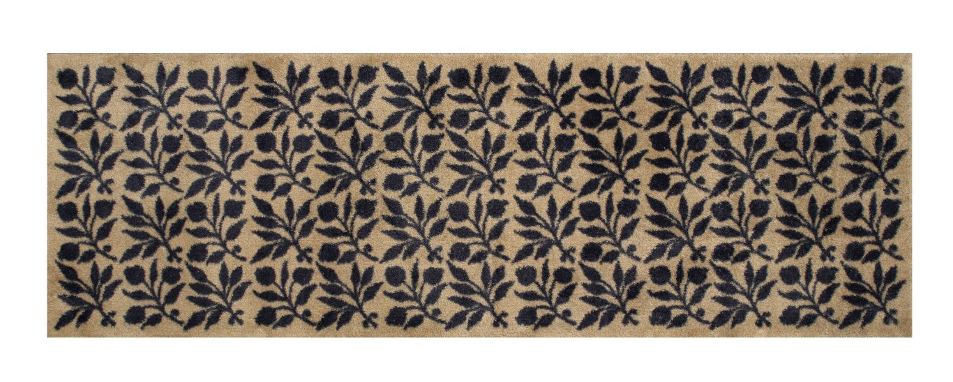 Turtle Mats - ROSEHIP Design floor mat featuring black leaf patterns on natural brown background