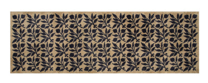 Turtle Mats - ROSEHIP Design floor mat featuring black leaf patterns on natural brown background