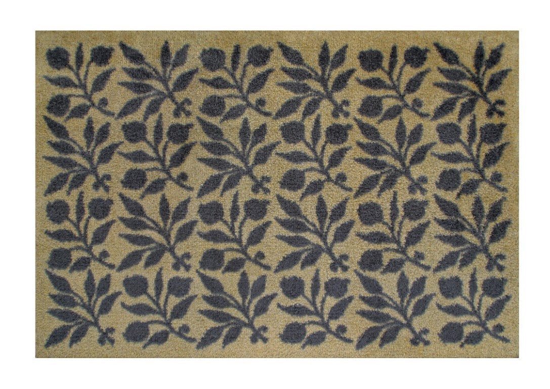 Turtle Mats - ROSEHIP Design floor mat with beige background and dark floral pattern for home entry