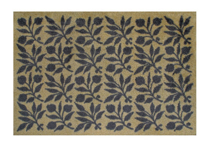 Turtle Mats - ROSEHIP Design floor mat with beige background and dark floral pattern for home entry