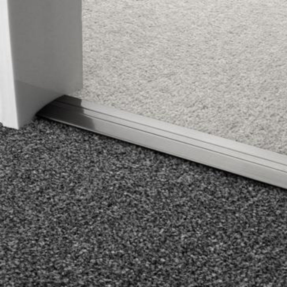 Stairrods Premier Posh Flooring Trim installed between two carpet floors for a neat transition