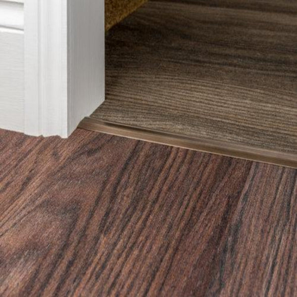 Stairrods Premier Posh Flooring Trim metal edge strip between two different wood floorings
