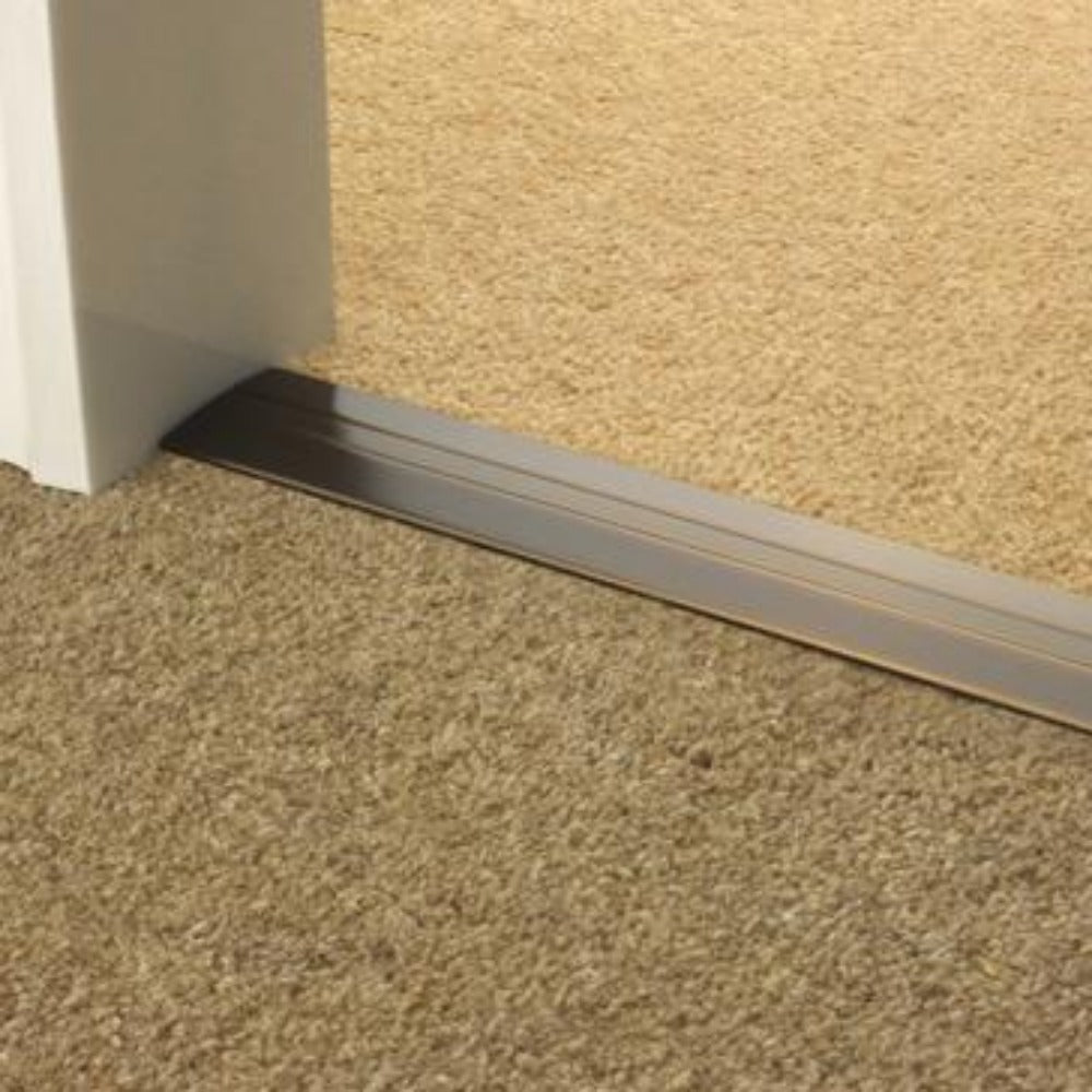 Stairrods Premier Posh Flooring Trim metal edge strip between two different carpet floorings