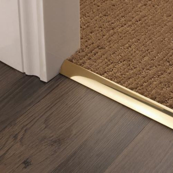 Stairrods Premier Trims Single 4 9 or 13mm brass transition strip between carpet and wood floor